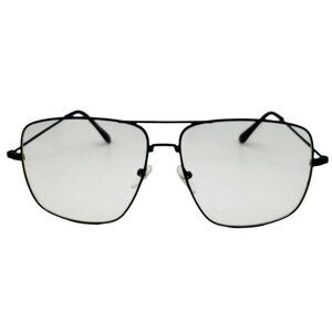 9042 | Black Clear Lens Semi-Square Glasses